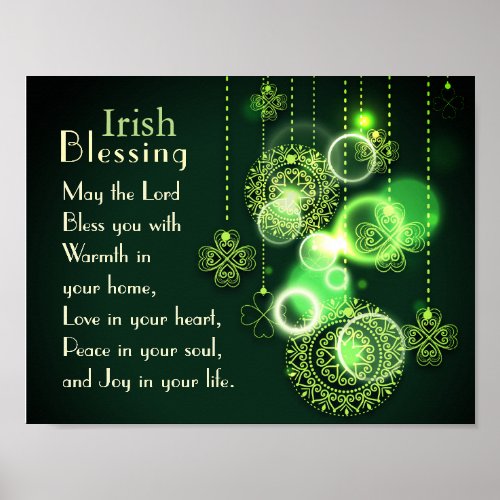 Irish Blessing Love in your heart Shamrock Design Poster