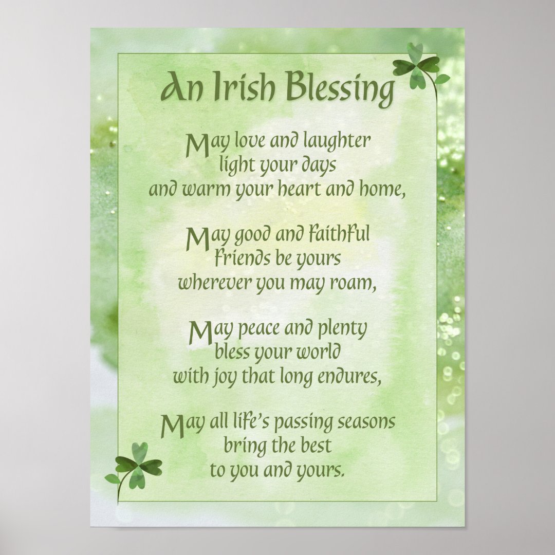 Irish Blessing: May love and laughter Poster | Zazzle