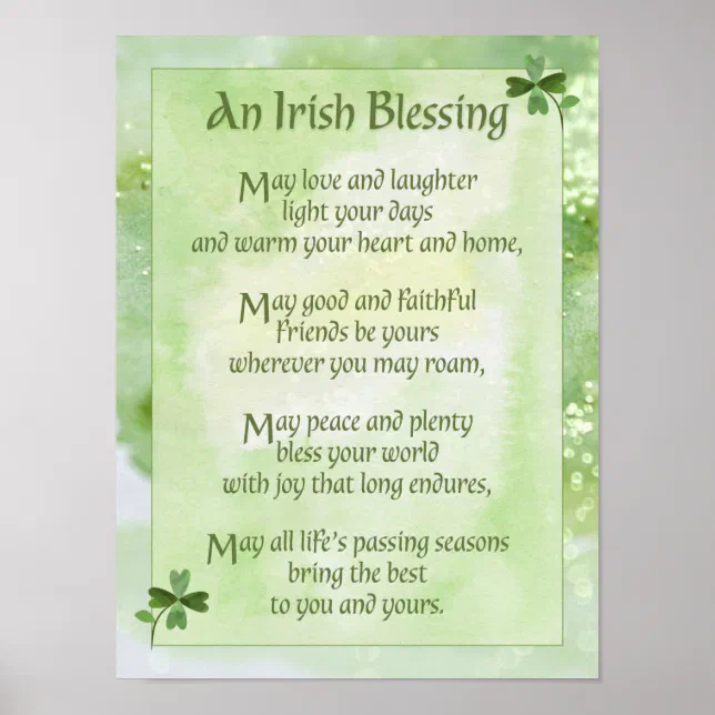 Irish Blessing: May love and laughter Poster | Zazzle