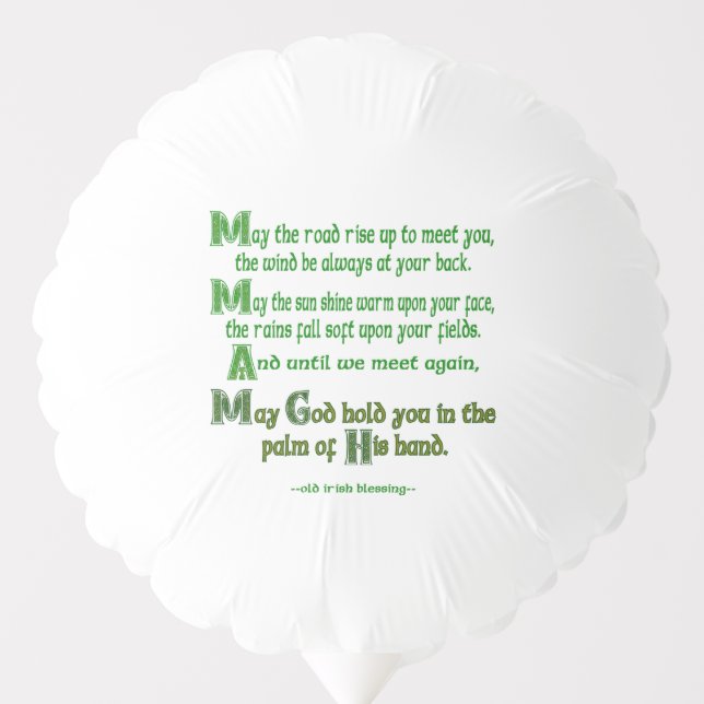 Irish Blessing May the Road Rise to Meet You Balloon (Front)