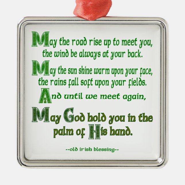 Irish Blessing May the Road Rise to Meet You Metal Ornament (Front)