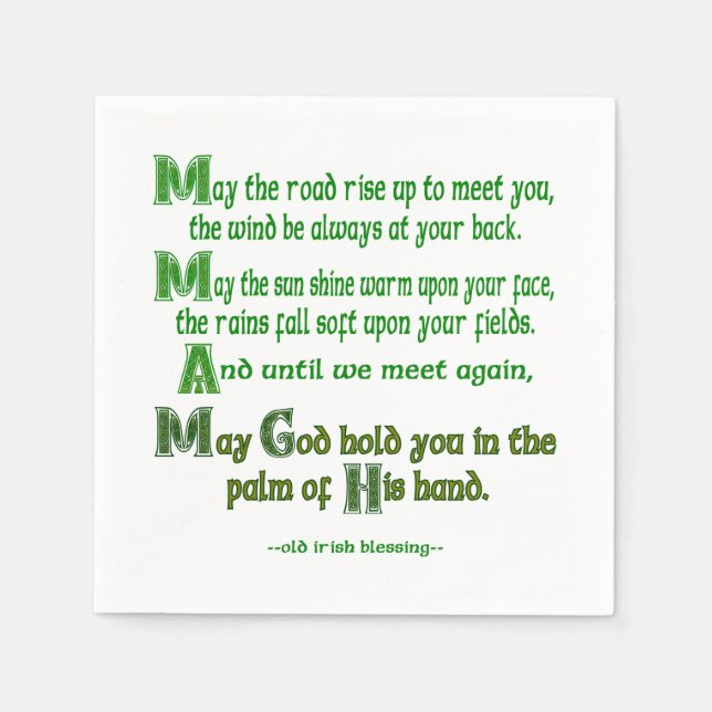 Irish Blessing May the Road Rise to Meet You Napkins (Front)