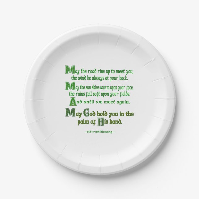 Irish Blessing May the Road Rise to Meet You Paper Plates (Front)