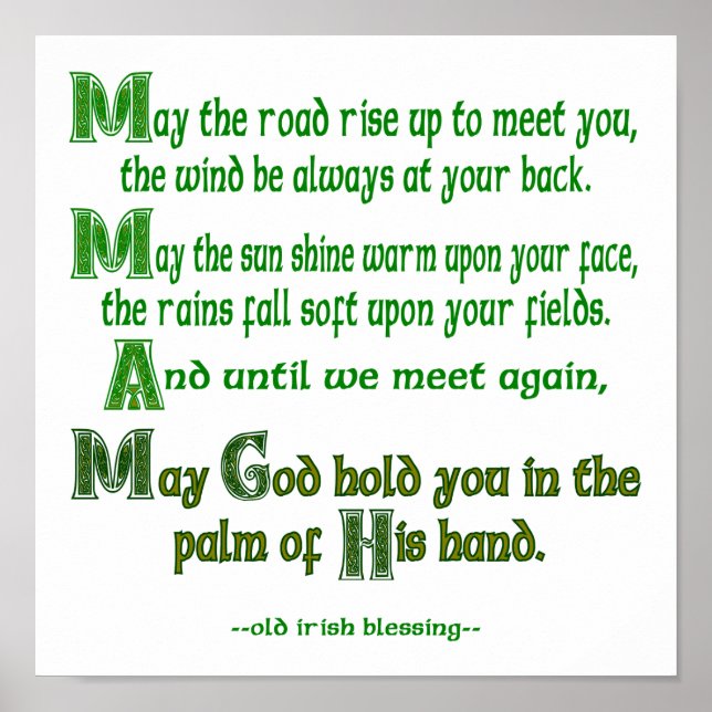 Irish Blessing May the Road Rise to Meet You Poster (Front)