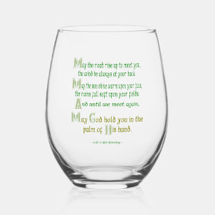 Irish Blessing May the Road Rise to Meet You Stemless Wine Glass
