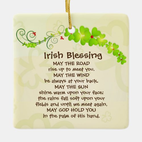 Irish Blessing May the Road Rise Up to Meet You Ceramic Ornament