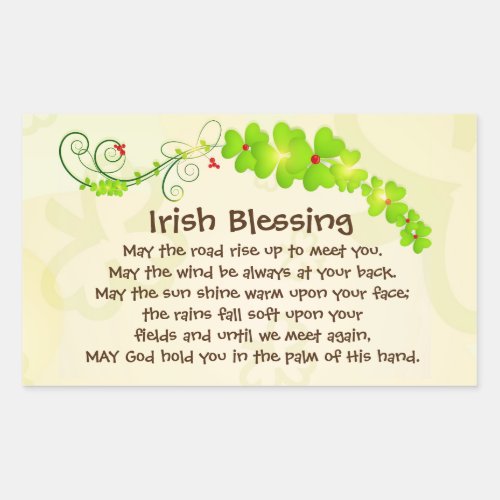 Irish Blessing May the Road Rise Up to Meet You Rectangular Sticker