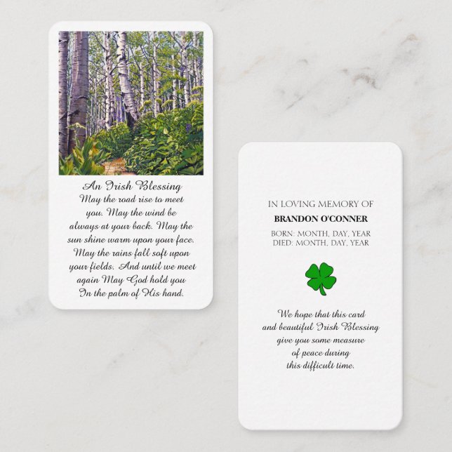 Irish Blessing Memorial Prayer Card (Front/Back)