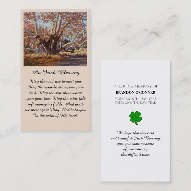 Irish Blessing Memorial Sympathy Card (Front/Back)