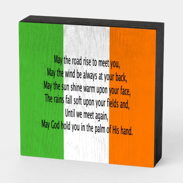 Irish Blessing Prayer  Wooden Box Sign (Angled Horizontal)