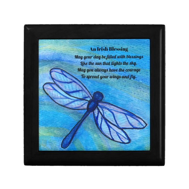 Irish Blessing Quote Dragonfly Keepsake Box (Front)