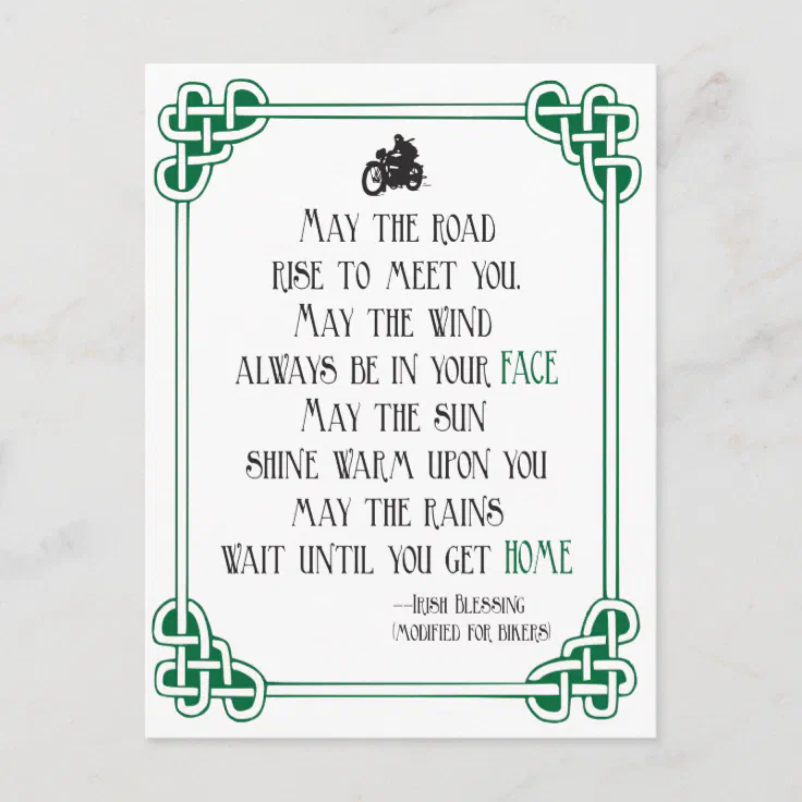 Irish blessing quote for bikers funny motorcycle postcard | Zazzle