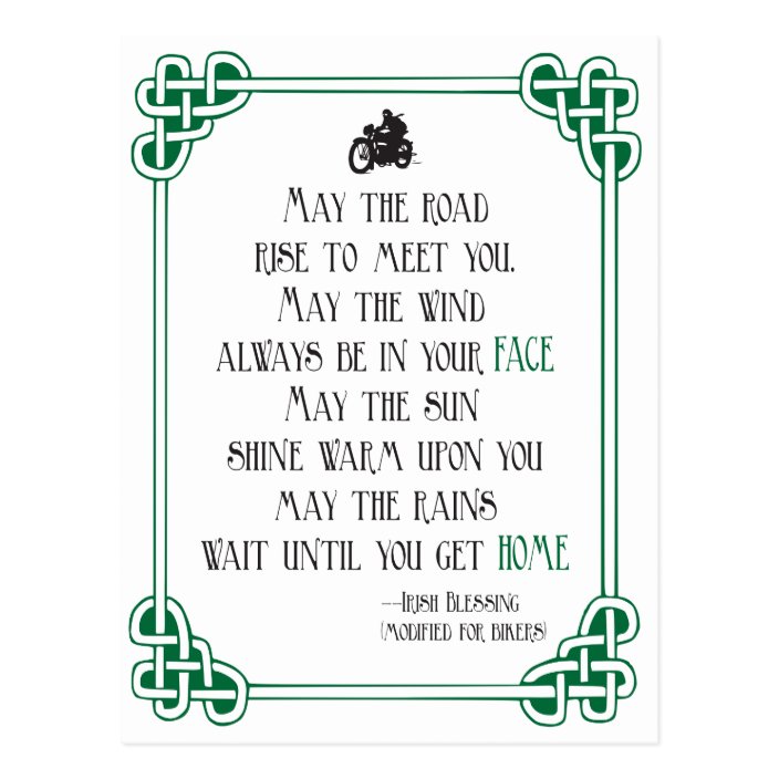 Irish Blessing Quote For Bikers Funny Motorcycle Postcard Zazzle