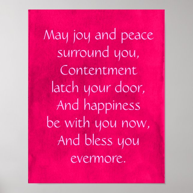 Irish Blessing Quote on a Pink Background Poster (Front)