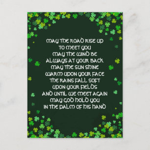 Irish Blessing Shamrock Design Personalized Holiday Postcard