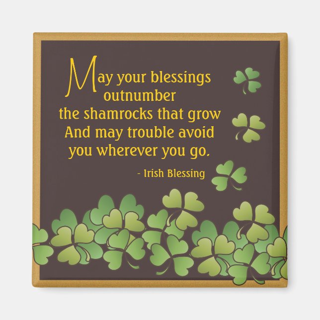 Irish Blessing & Shamrocks Magnet (Front)