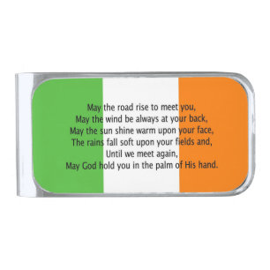 Irish Blessing Silver Finish Money Clip