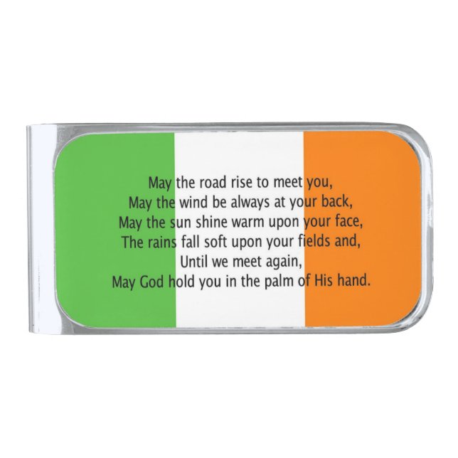 Irish Blessing Silver Finish Money Clip (Front)