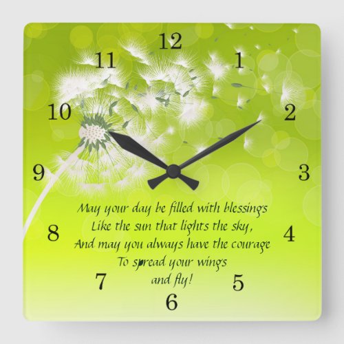Irish Blessing Spread your wings and fly Square Wall Clock