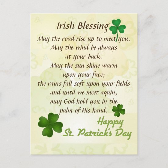 Irish Blessing St. Patrick's Day Custom Postcard