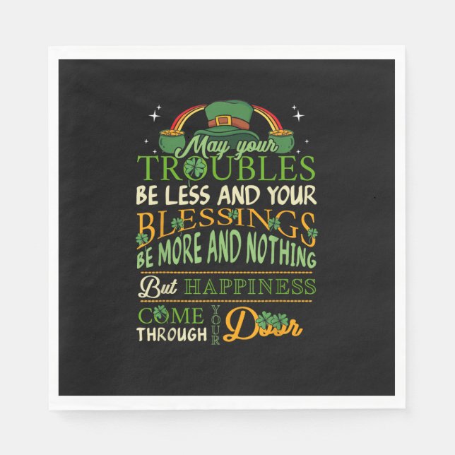 Irish Blessing St Patricks Day Leprechaun Rainbow  Napkins (Front)