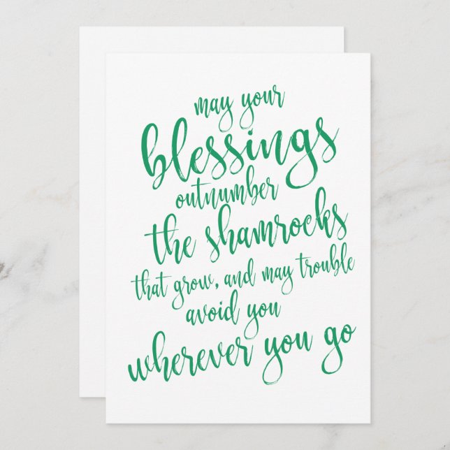 Irish Blessing St Patrick's Day Party Invitation (Front/Back)