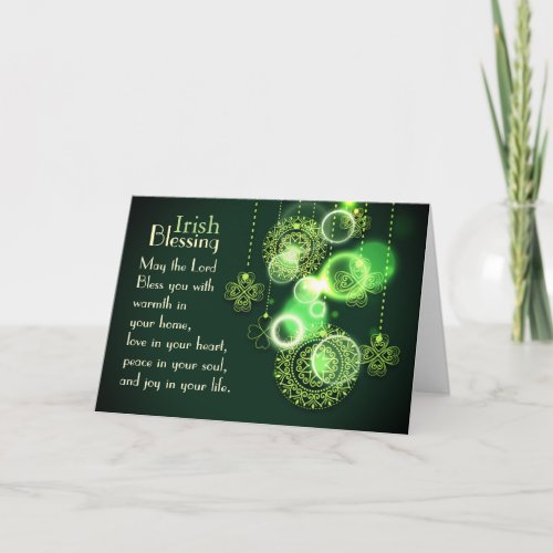 Irish Blessing The Lord Bless You Shamrock Design Card