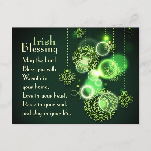 Irish Blessing The Lord Bless You Shamrock Design Postcard