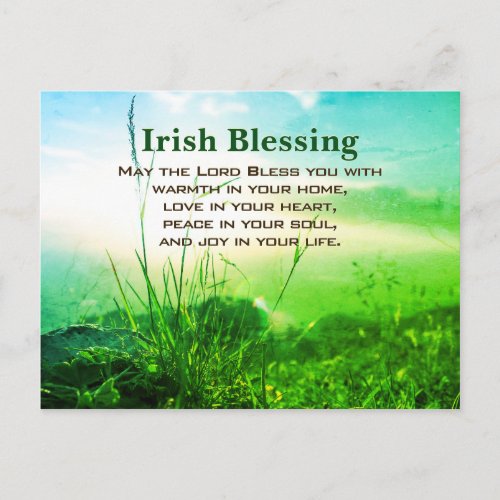 Irish Blessing Warmth in Your Home Postcard