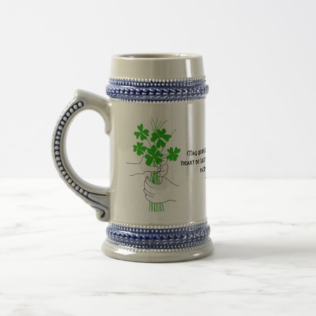 Irish Blessing with Four Leaf Clover Bouquet  Beer Stein (Left)