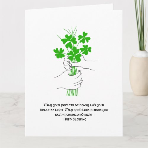 Irish Blessing with Four Leaf Clover Bouquet Card