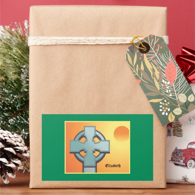 Irish Blessings Cross Personalized Rectangular Sticker (Holiday)