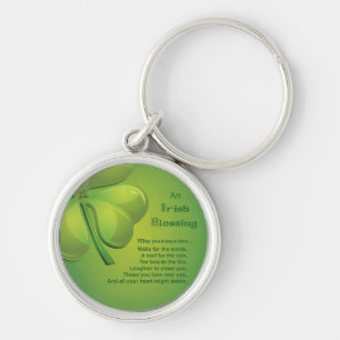Irish Blessings Green Shamrock, Celtic Keychain