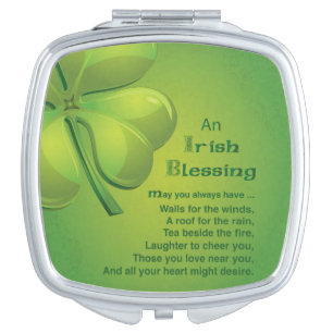 Irish Blessings Green Shamrock, Celtic Makeup Mirror