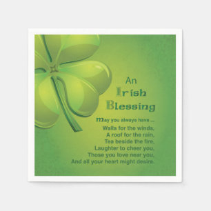 Irish Blessings Green Shamrock, Celtic Napkins