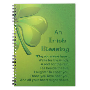 Irish Blessings Green Shamrock, Celtic Notebook