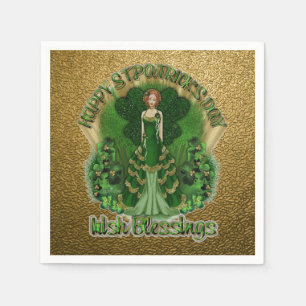 Irish Blessings St Patrick's Day Gold Napkins