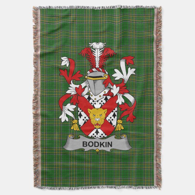  Irish Bodkin Coat of Arms Family Crest Ireland Throw Blanket (Front Vertical)