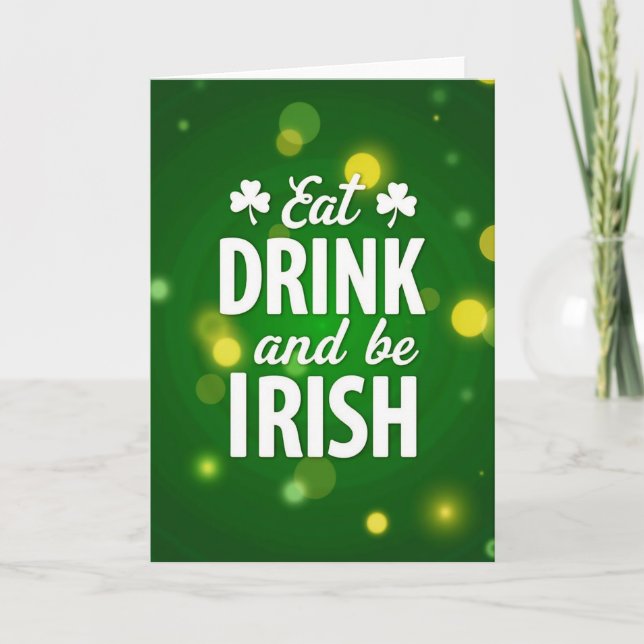 Irish Bokeh Lights Celebration Card (Front)