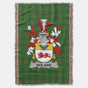Irish Boland or O_Boland Coat of Arms Family Cres Throw Blanket