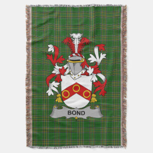 Irish Bond Coat of Arms Family Crest Ireland Throw Blanket