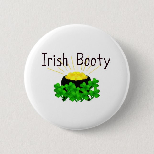 Irish Booty Pot of Gold St. Patrick's Day Pinback Button (Front)