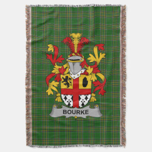 Irish Bourke Coat of Arms Family Crest Ireland Throw Blanket