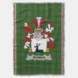 Irish Bowen Coat of Arms Family Crest Ireland Throw Blanket