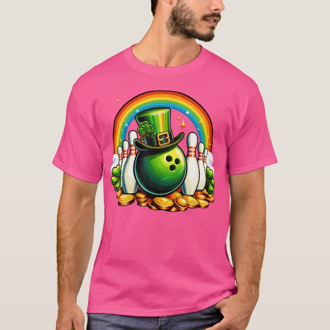 Irish Bowling Balls Shamrock Leprechaun St Patrick T-Shirt (Front)