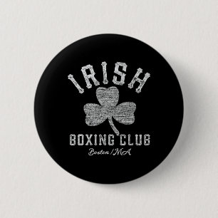Irish Boxing Club Boston Shamrock Distressed Gift Button