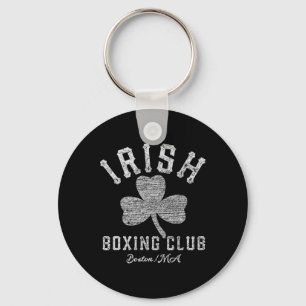 Irish Boxing Club Boston Shamrock Distressed Gift Keychain