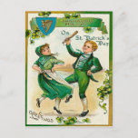 Irish Boy And Girl Dancing On St. Patrick&#39;s Day Postcard at Zazzle