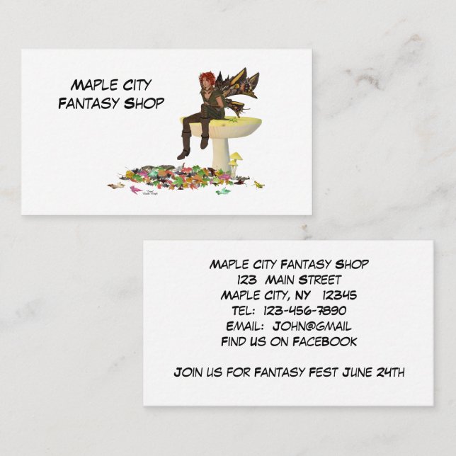 Irish Boy Fairy On Mushroom Business Card (Front/Back)