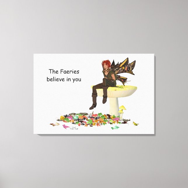 Irish Boy Fairy On Mushroom Canvas Print (Front)